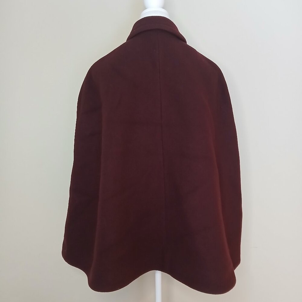 Kate Spade Chic Wool Blend Bow Cape Burgundy Size Small - Picture 5 of 7